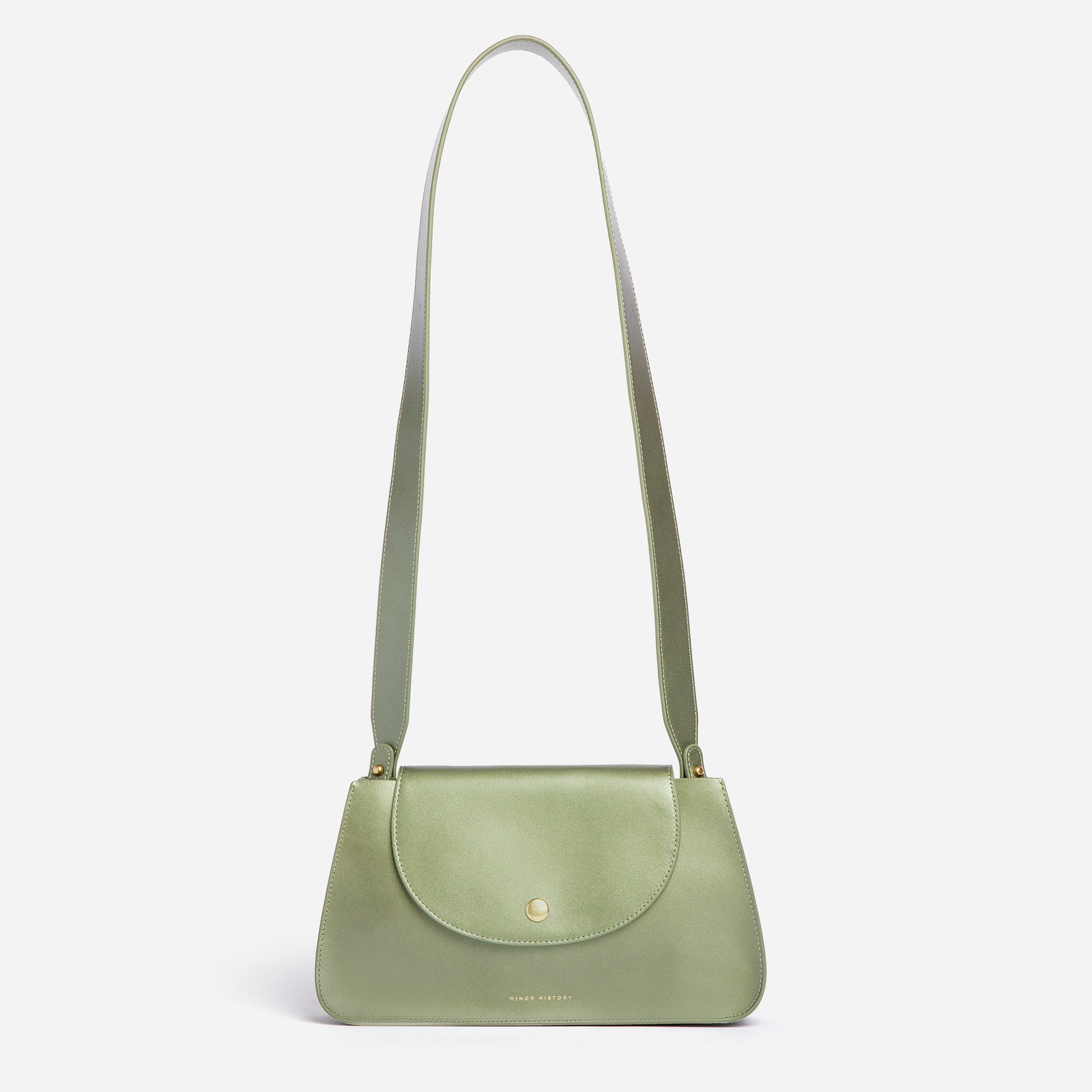 Minimalist Horizon Crossbody in Jaded Green with adjustable strap