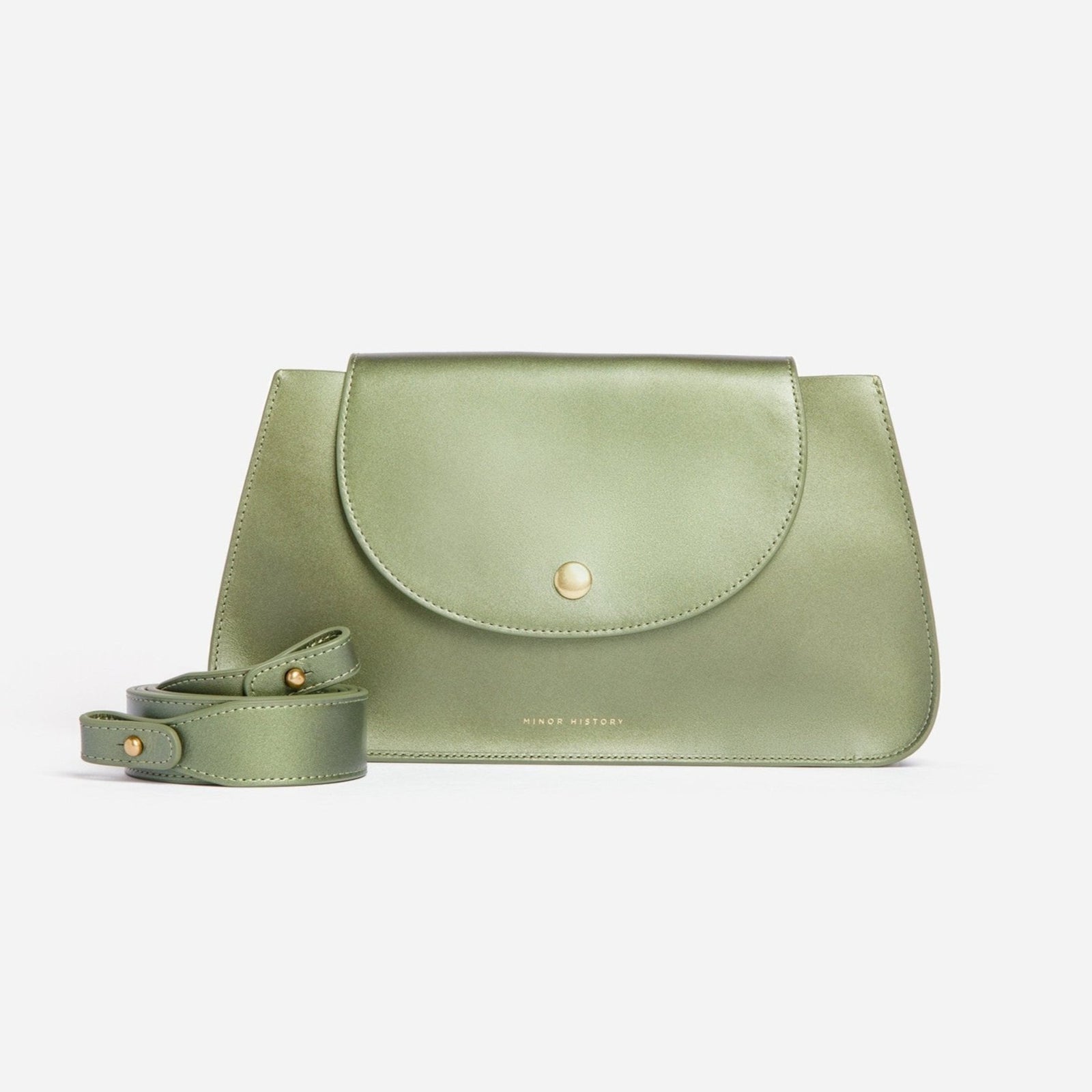 Horizon Crossbody Bag in Jaded Green full-grain leather on white background