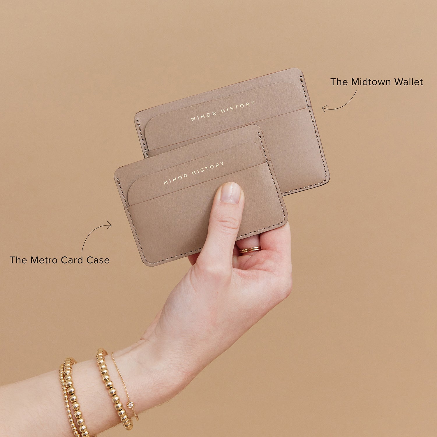 Metro Midtown Feather Square leather wallet in soft tan leather