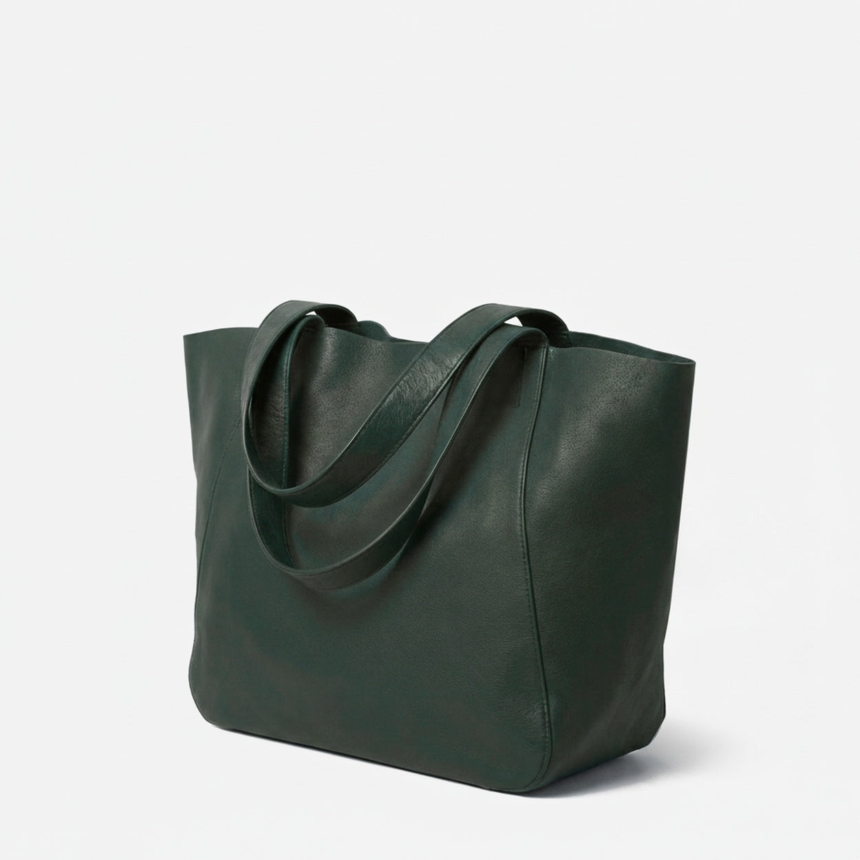 Black leather tote bag on a light gray background - Evergreen