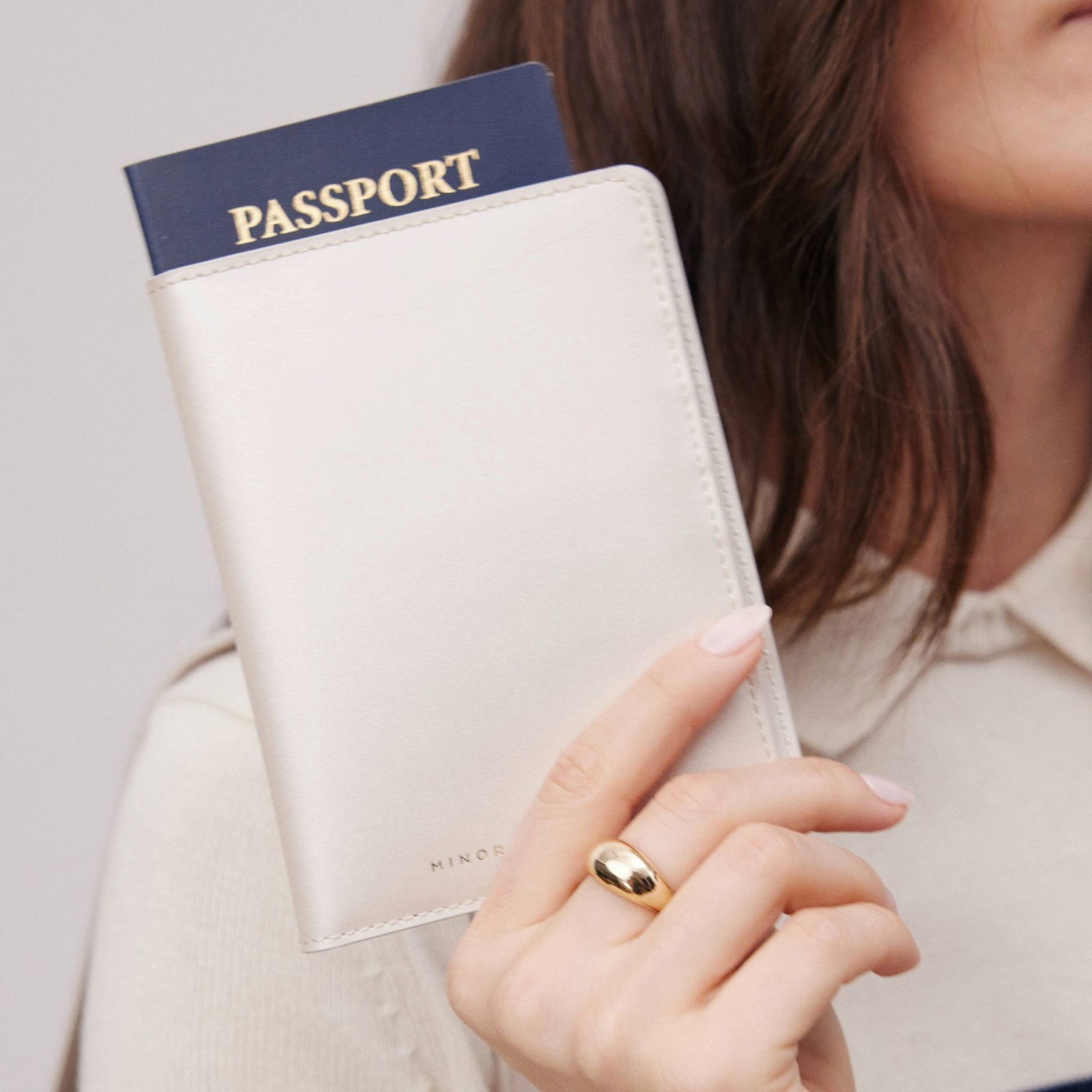 Atlas passport holder in luxury full-grain leather, minimalist travel wallet for passports and essentials