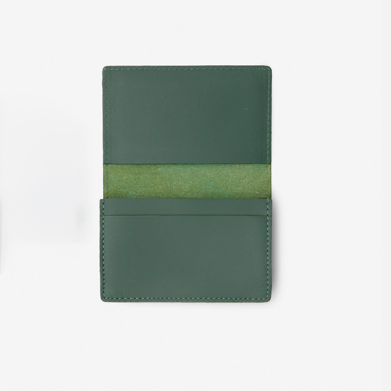 Green leather cardholder on a white background - Evergreen