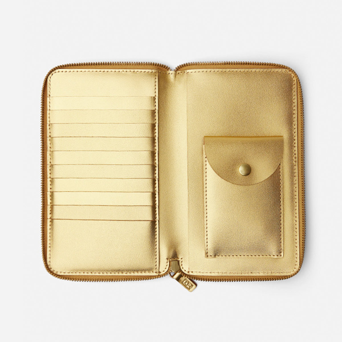 Gold wallet with open design on a white background - Golden