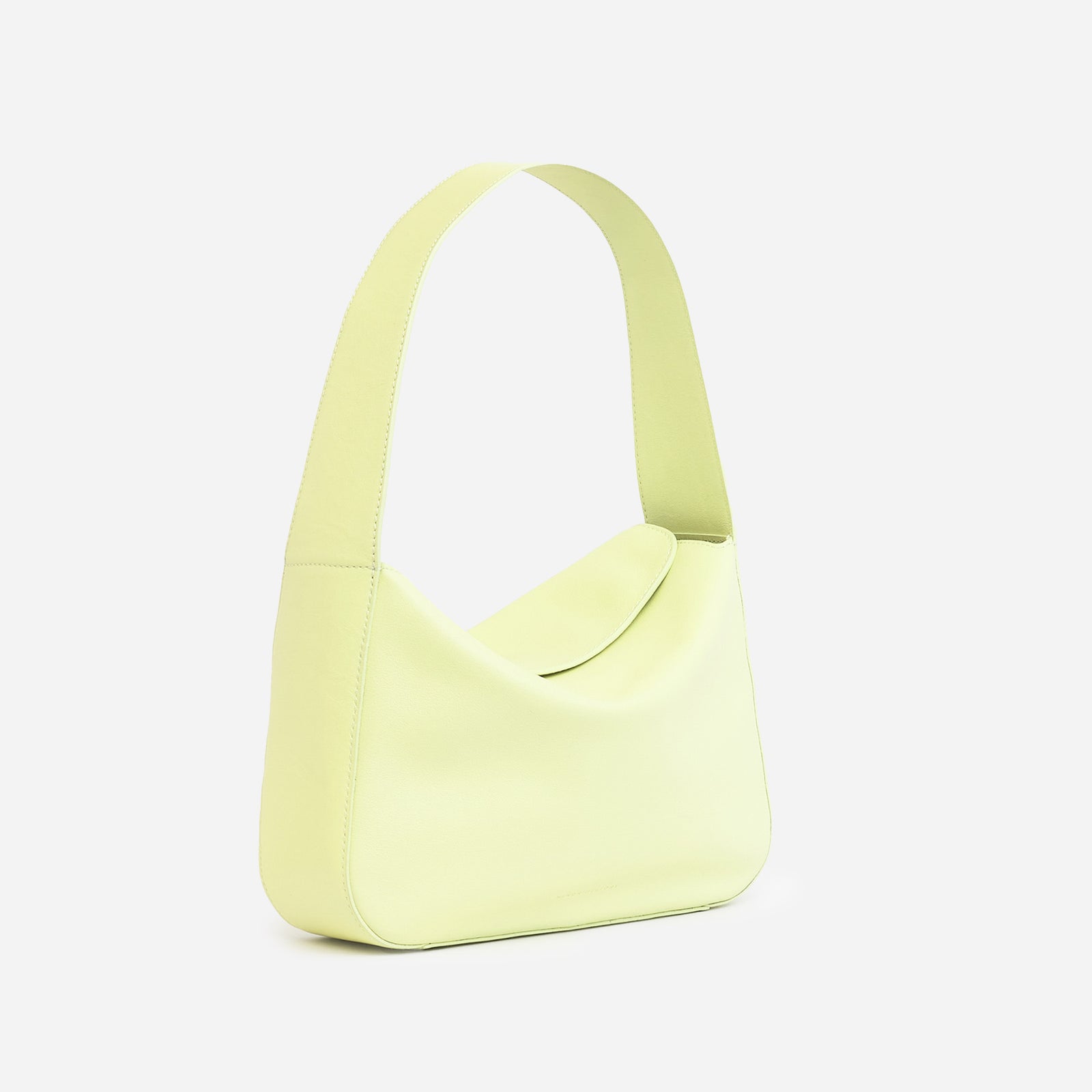 Frame Bag in luxury full-grain leather, styled as a shoulder bag with soft folds