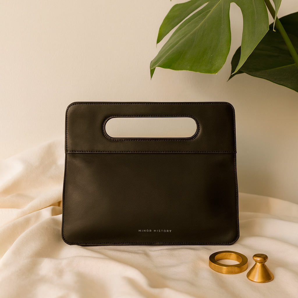 Lifestyle photo of Minor History leather bag - warm toned 