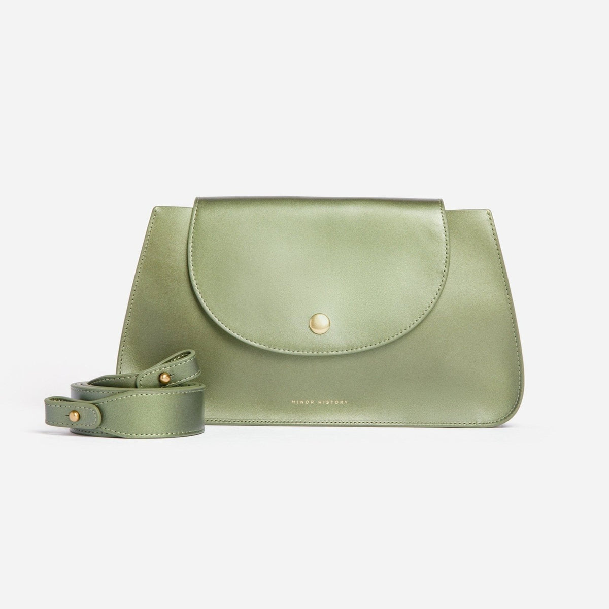 Horizon Crossbody Bag in Jaded Green full-grain leather on white background
