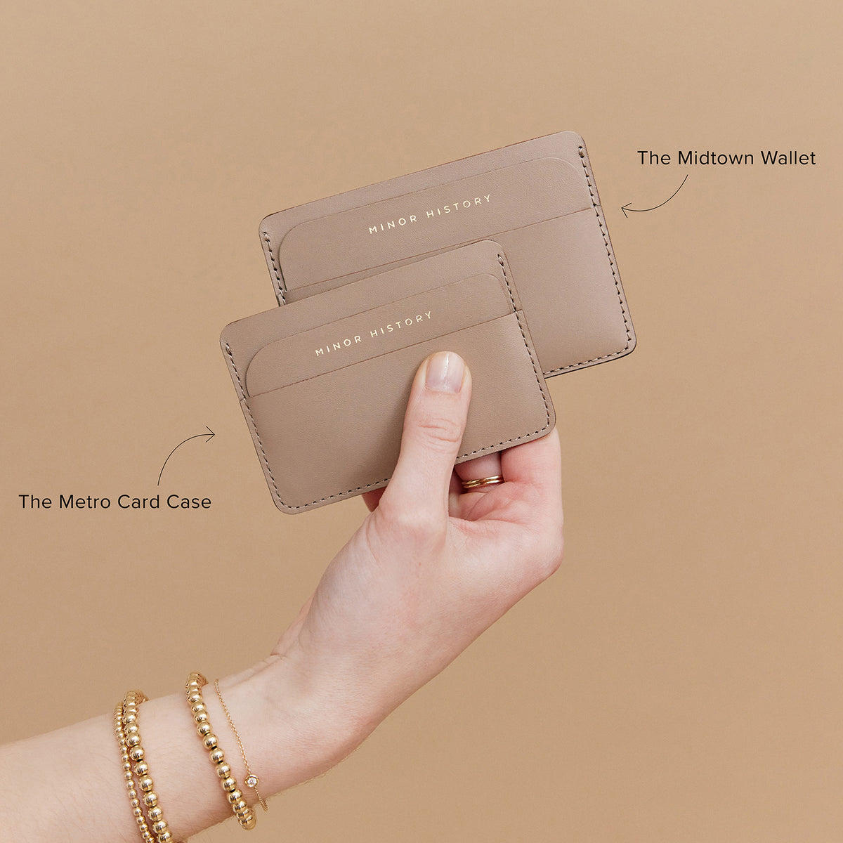 Metro Midtown Feather Square leather wallet in soft tan leather