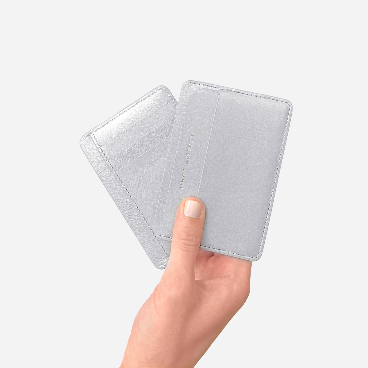 Front and back image of Midtown wallet in Sterling Silver