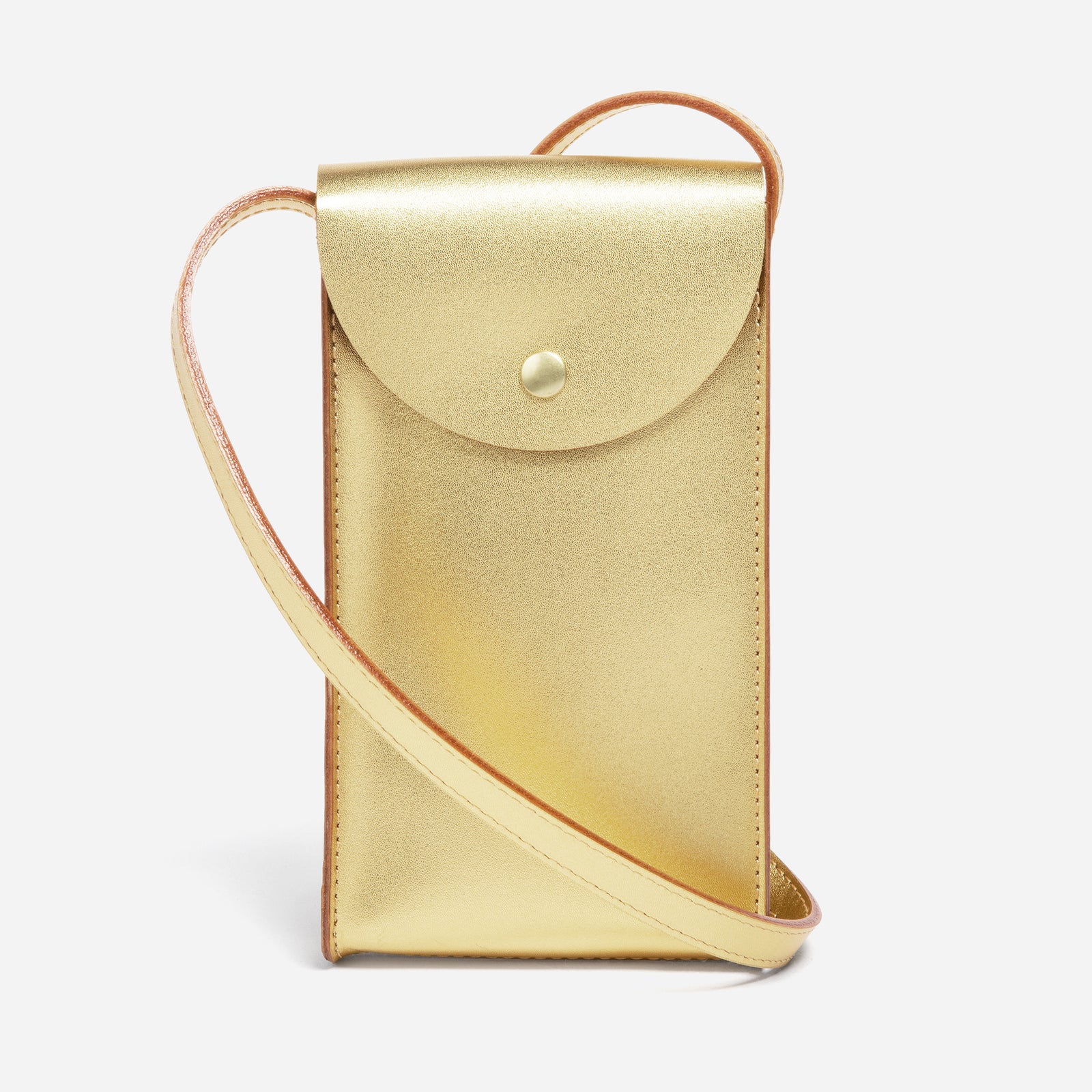 Mini Bandit crossbody bag in black full-grain leather, cropped view highlighting texture and stitching