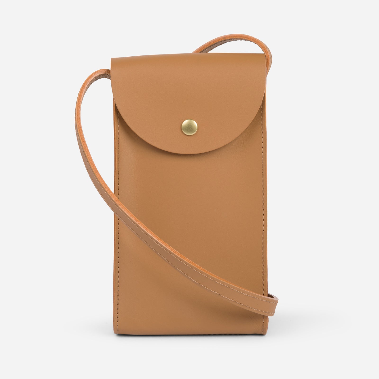 Mini Bandit crossbody bag in black full-grain leather, cropped view highlighting texture and stitching