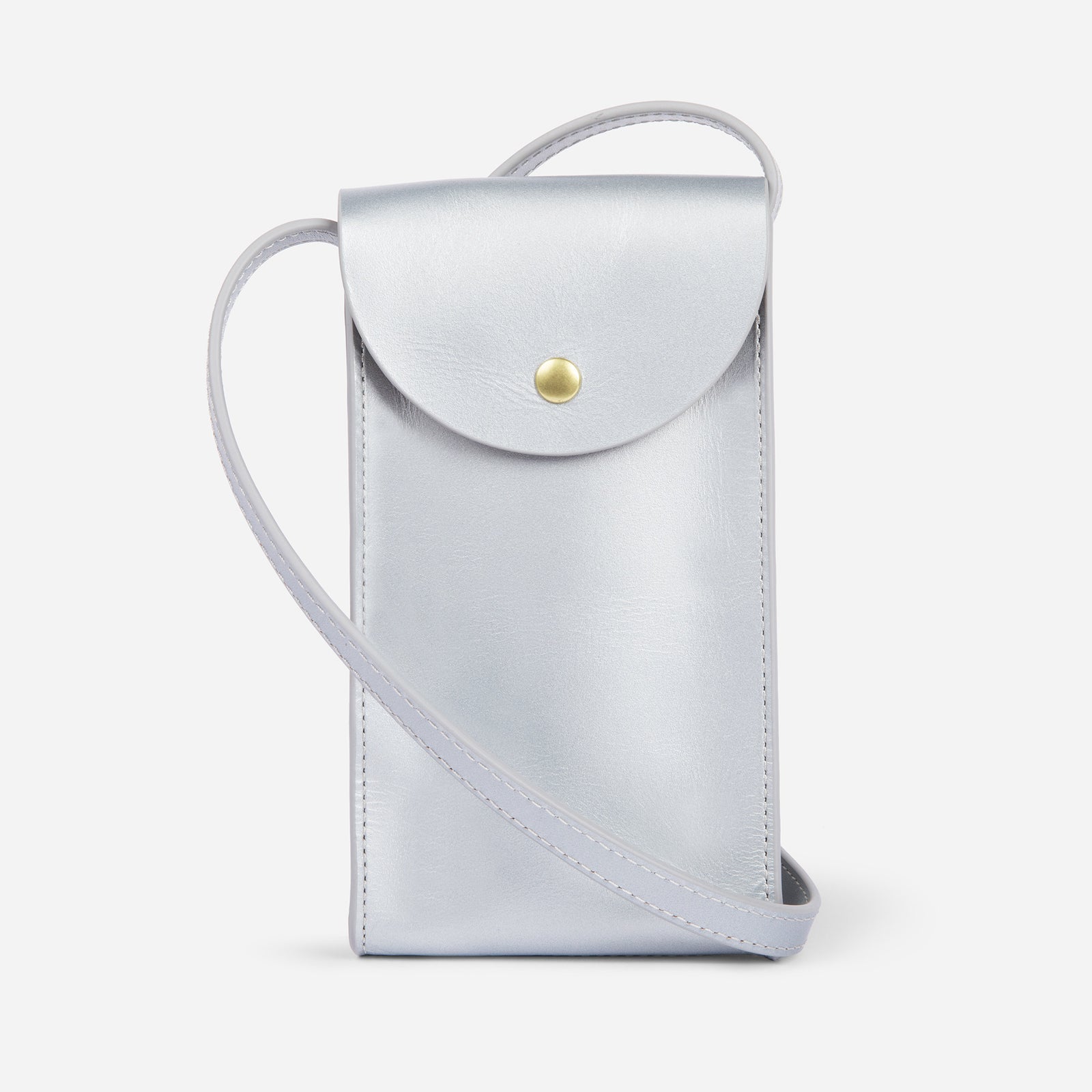 Mini Bandit crossbody bag in black full-grain leather, cropped view highlighting texture and stitching