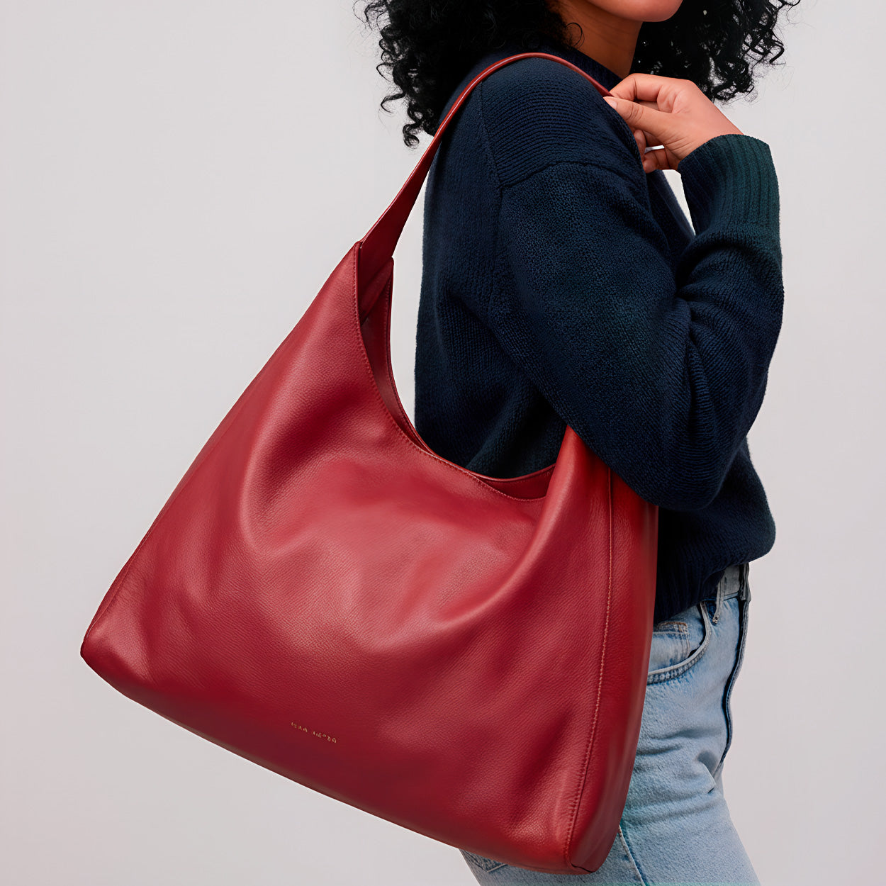 Overtime Tote in full-grain leather, open view showing spacious interior - Black