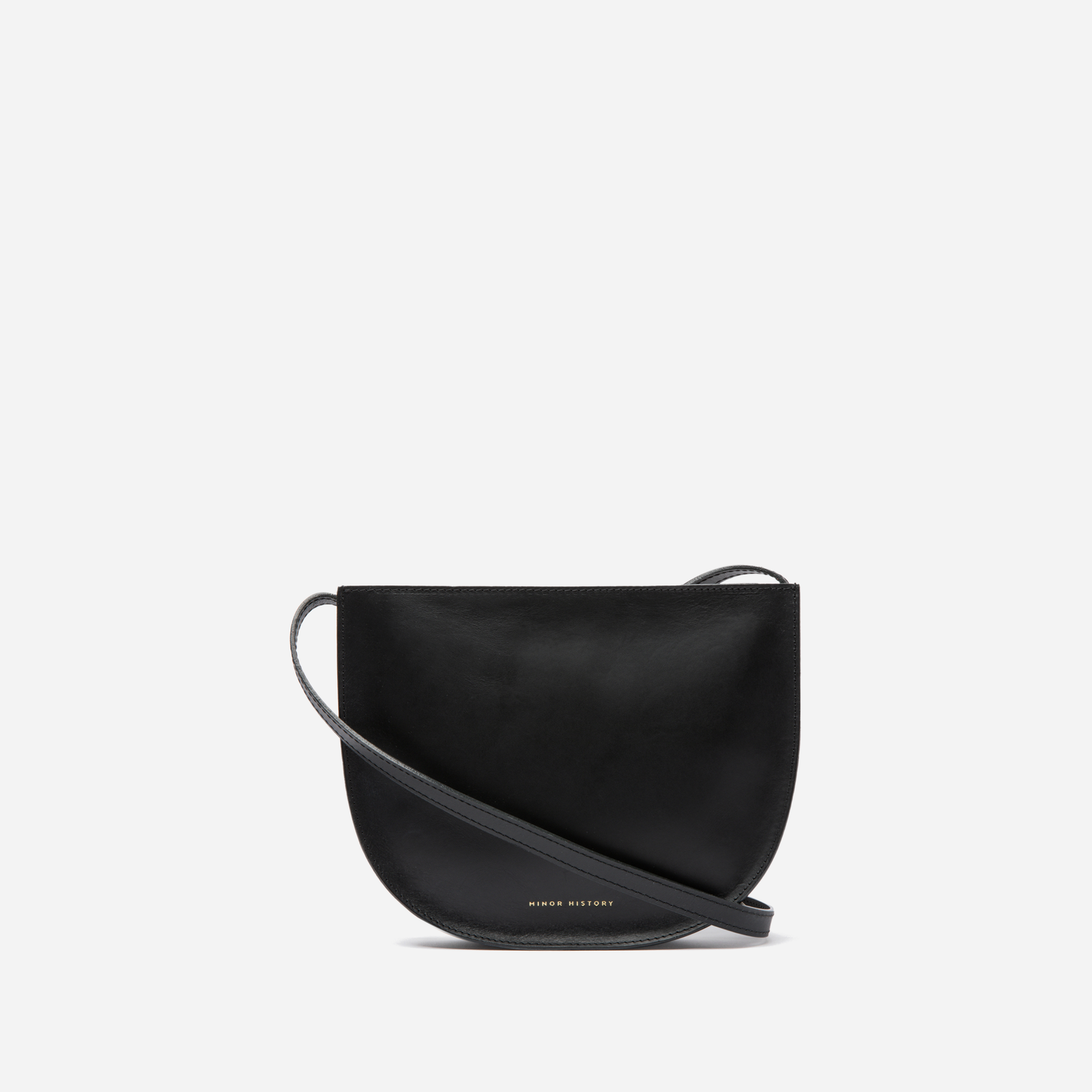 Minor History Sidekick Crossbody bag in black leather, front view - Black