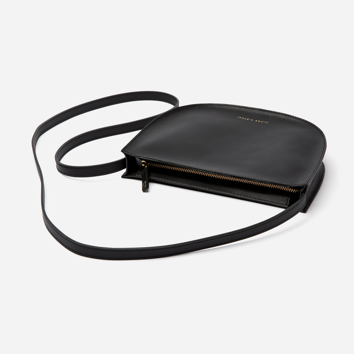 Premium black leather Sidekick Crossbody bag with strap