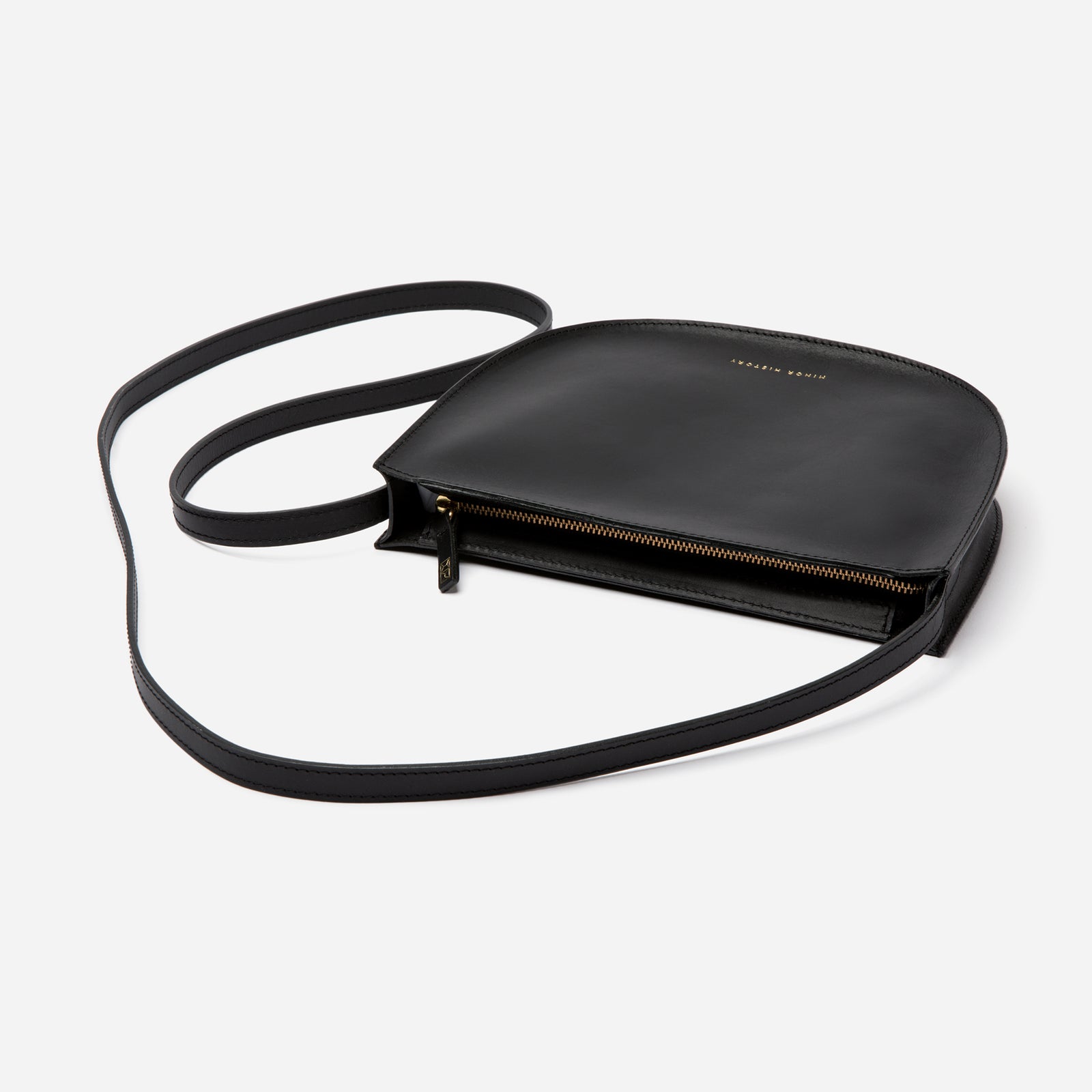 Premium black leather Sidekick Crossbody bag with strap