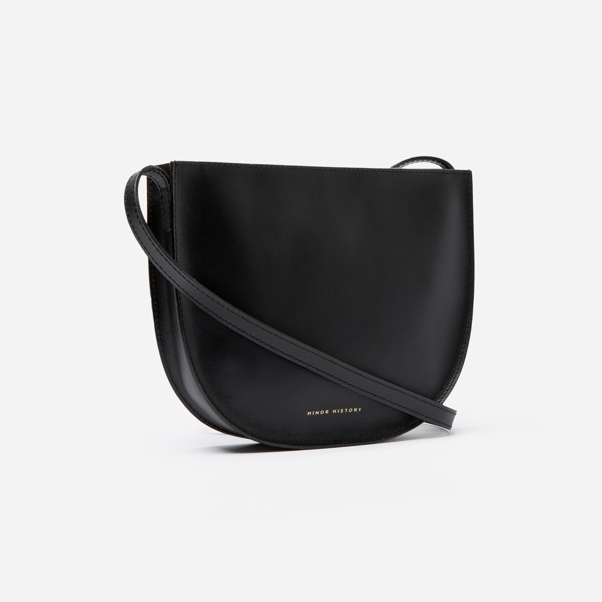 Sidekick Crossbody purse in black leather, angled display