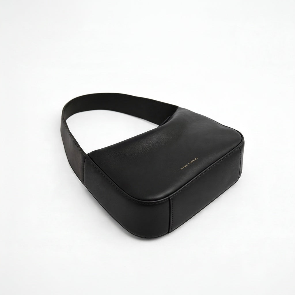 Black shoulder bag on a white background -Black
