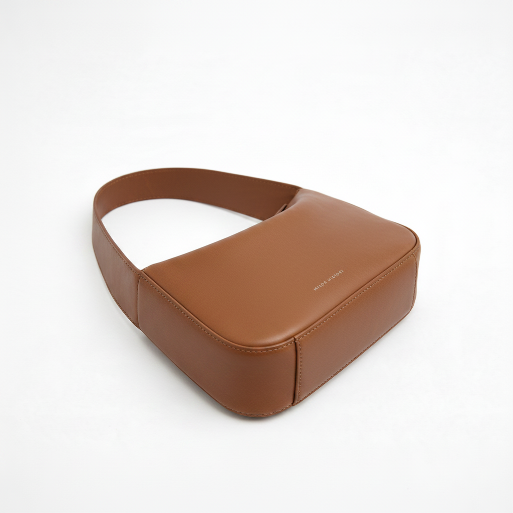 Brown leather bag on a white background - Saddle