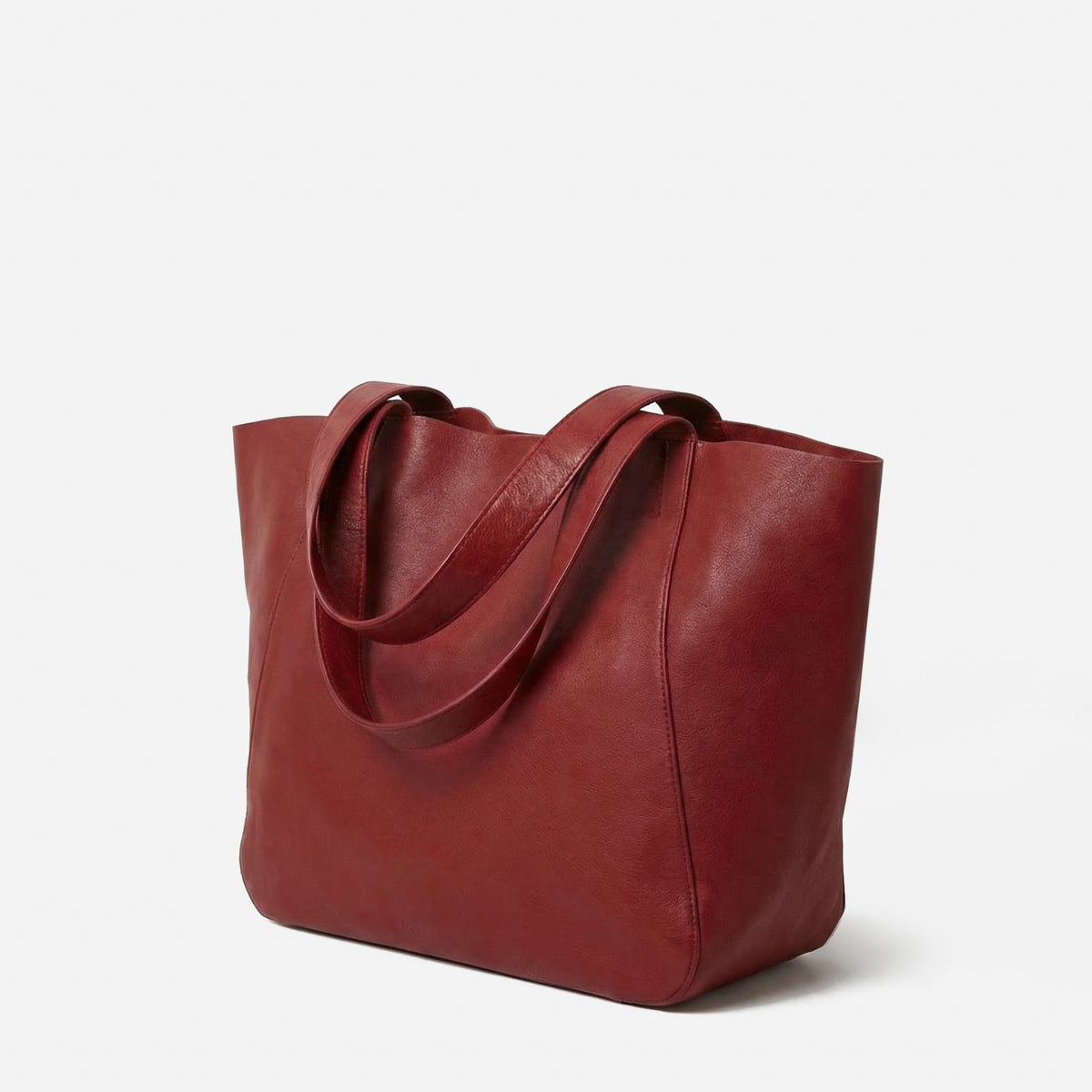 Red leather tote bag on a white background - Cherry Cola