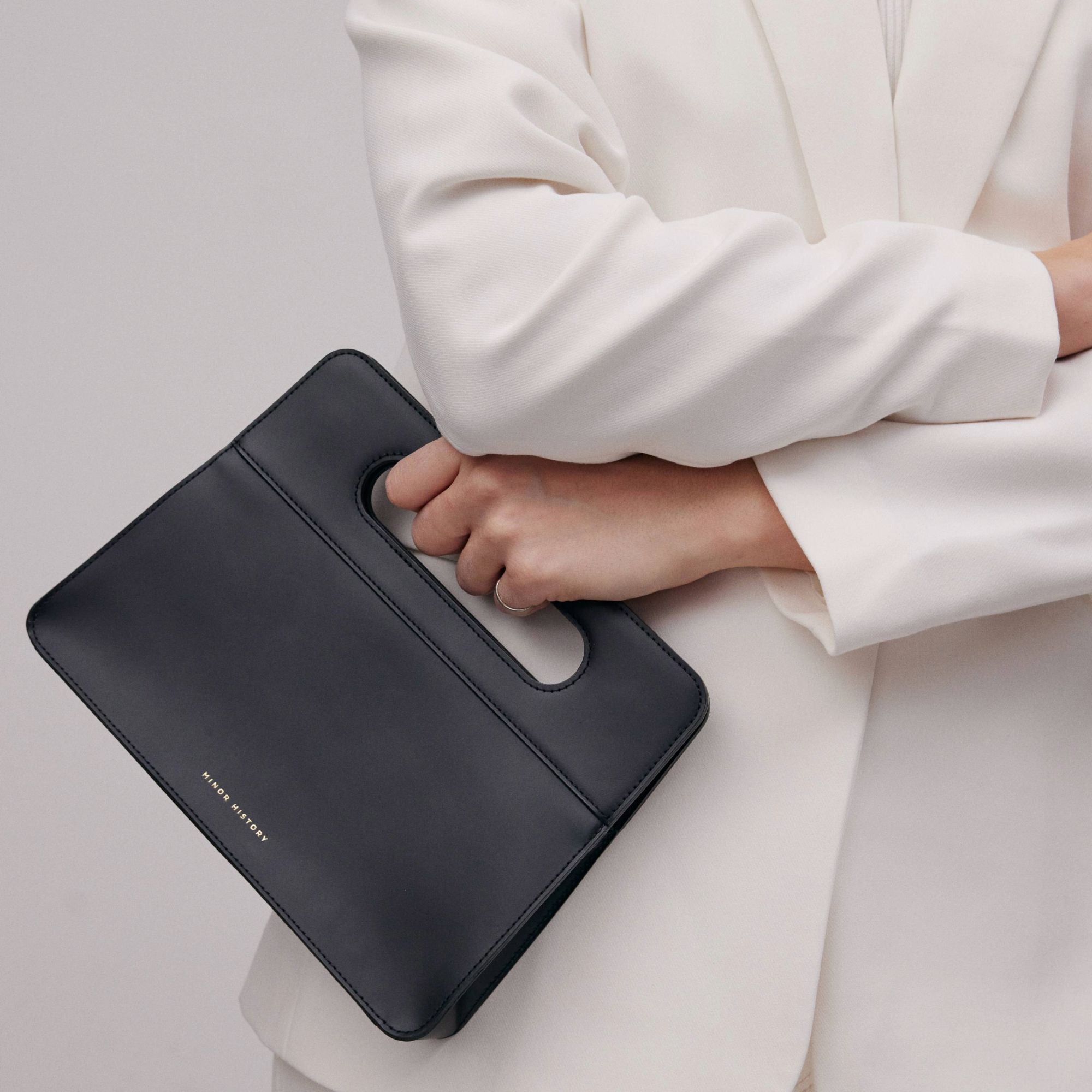 Lifestyle photo of Minor History leather bag - warm toned  - Black