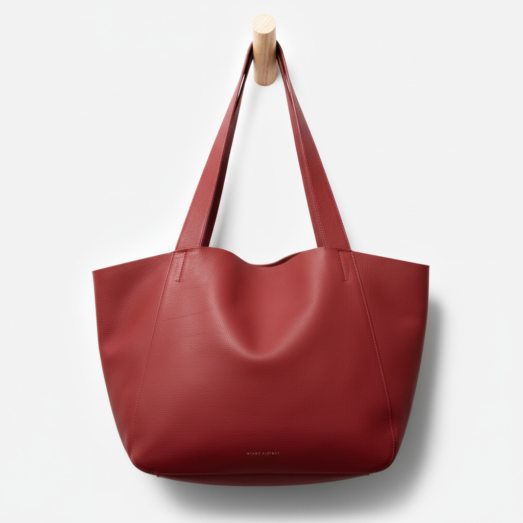 Minor History leather tote close-up in natural light for product detail view